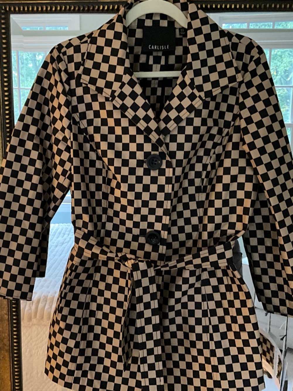 Carlisle Black & Tan Checkerboard Trench NWT Size 8